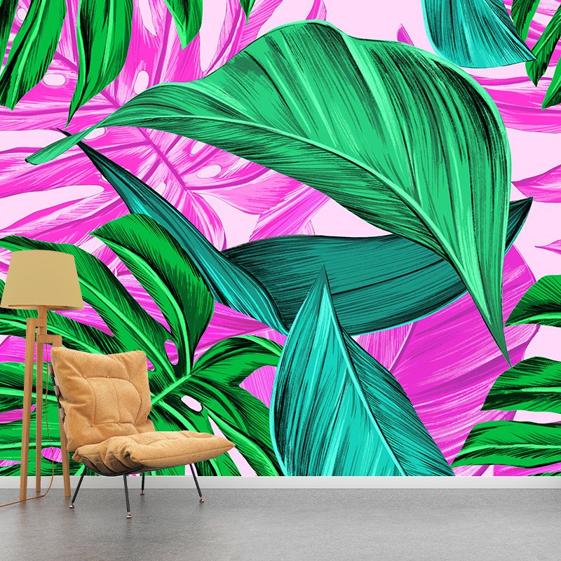 Eco-friendly Wall Mural Wallpaper Illustration Tropical Plants Sitting Room Wall Mural