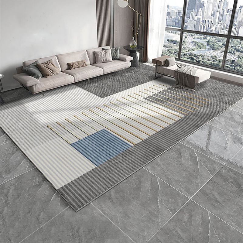 Blau moderne Teppichfarbe Block Polyester Fläche Teppichfleckfest Teppich für Wohnkultur