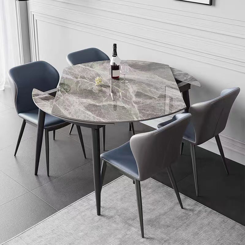 Extendable Dining Table Set 1/4/5/7 Pieces with Metal Base Kitchen Furniture Set