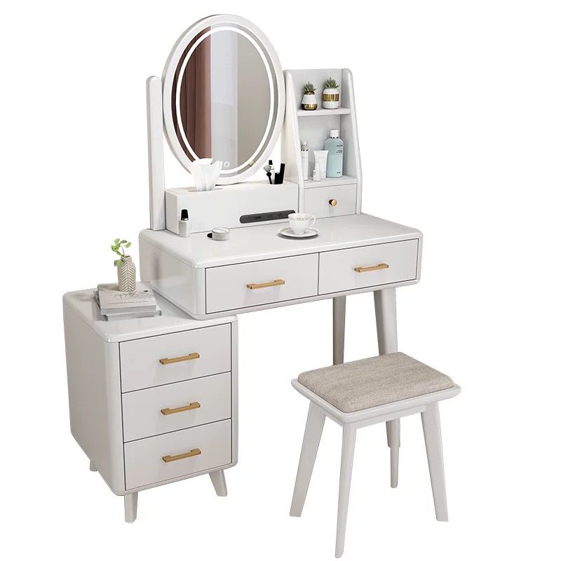 Make-up Vanity Standing Solid Wood 5 Storage Drawers Contemporary