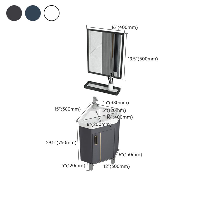 Contemporary Sink Vanity Triangular Wall Mounted Corner Bath Vanity