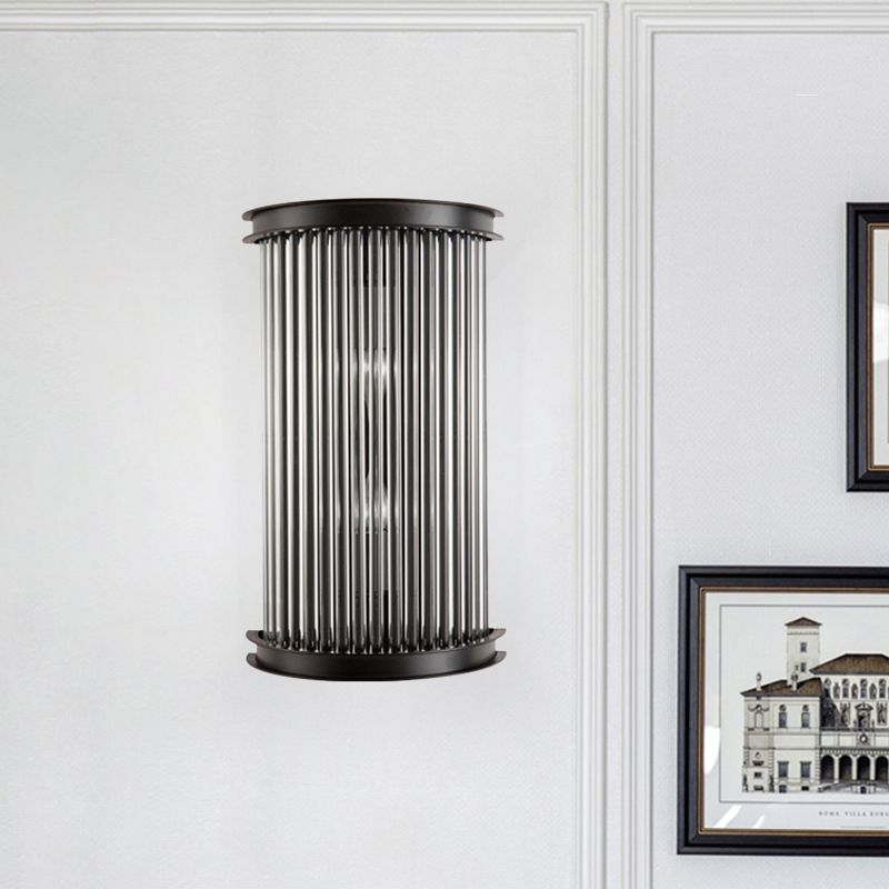 Mur à demi-cylindre noir minimalisme minimalisme 2 bulbes Crystal Strip Wall Lampe pour le chevet