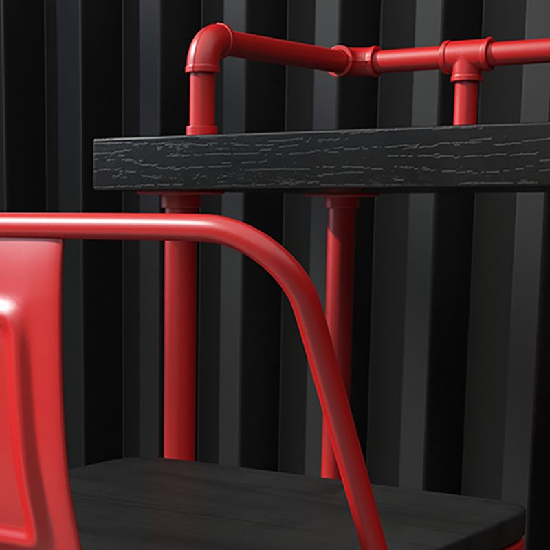 Industrial Wood Bar Table with Rectangle Table Top Red Trestle Table - 45.28" H