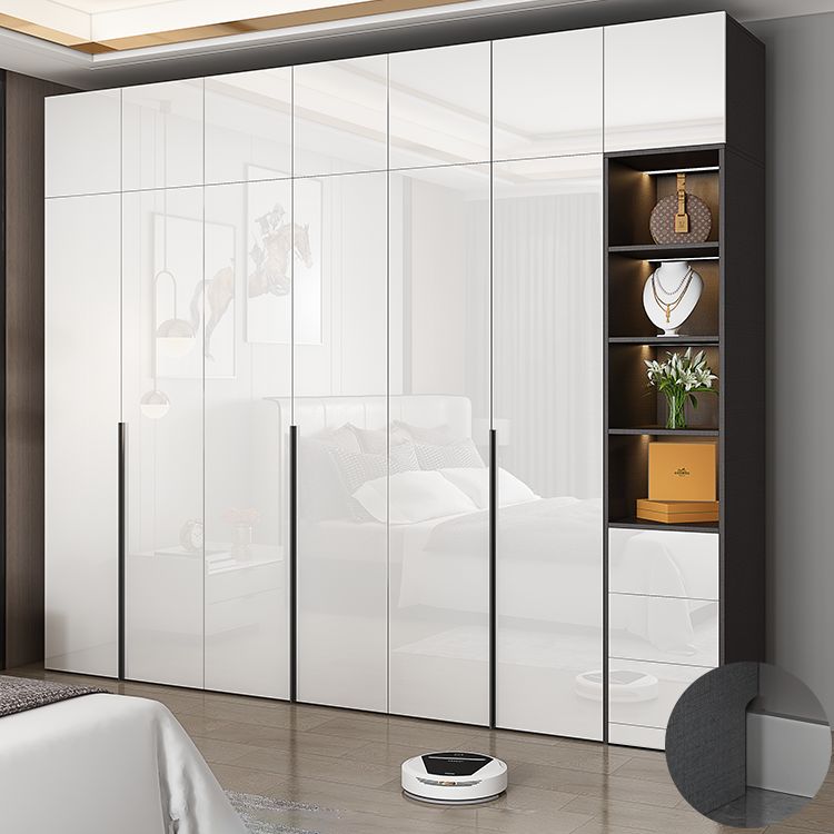 Contemporary Style Wood Wardrobe White Colour Wardrobe Closet with 1 Drawer