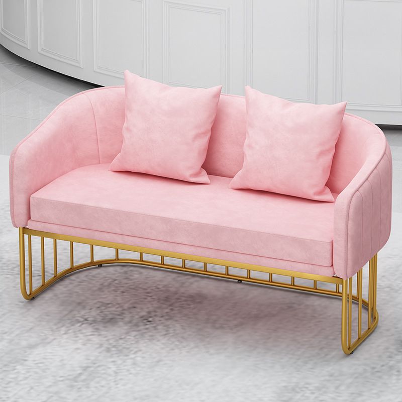 Scandinavian 29.52" H Pillow Back Sofa Solid Color Slope Arm Sofa