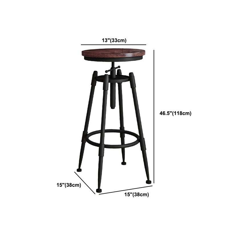 Contemporary Metal Barstool Wood Faux Leather Counter Stool in Matte Finish for Indoor