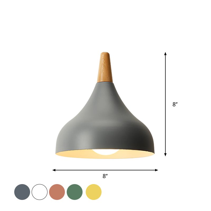 Salle à manger à l'oignon plafond pendentif métal métallique 1-Light Macaron Éclairage en suspension en blanc / rose / vert et bois