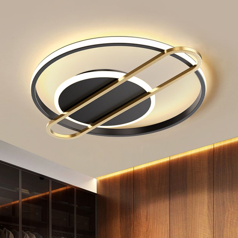 Nero/Oro/Bianco Cerchio Sottile Flush Mount Modernista Alluminio 16.5 "/20.5" Wide LED Plafoniera Flush Fixture