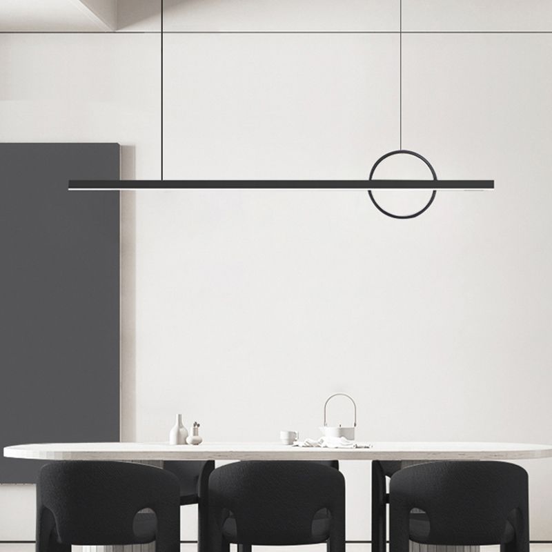 Minimalism Hanging Light Metal Island Light Fixture in Black for Dining Room