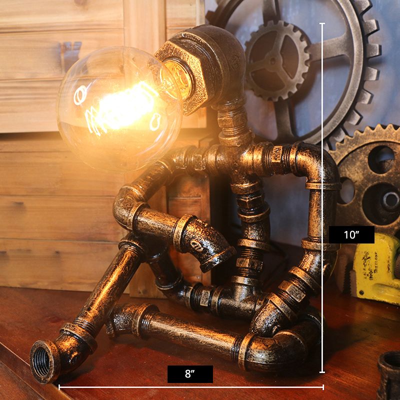 Mesa de bronce de metal con tubo de agua ligera creativa de estilo steampunk lámpara de noche de estilo steampunk