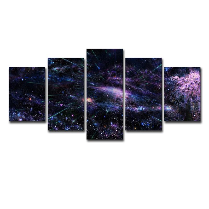 Purple Starburst Canvas Art Night Sky Kids Multi-Piece Wall Decor for House Interior