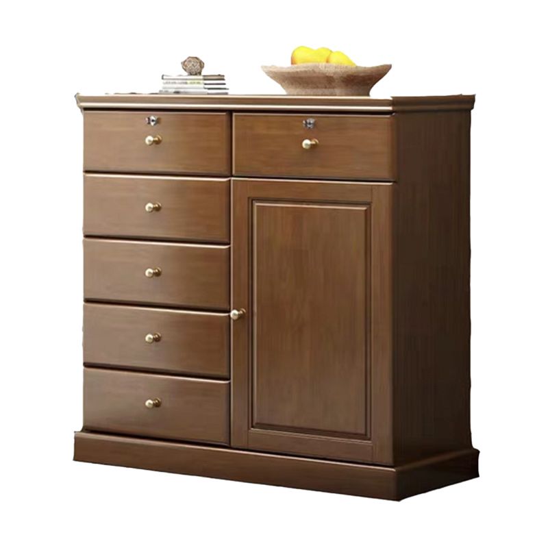 39.4" Tall Solid Wood Chest 6 - Drawer and 1 - Door Accent Cabinet