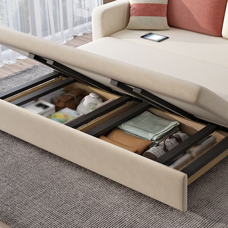 Convertible Sofa Bed with Storage Velvet Sloped Arm Futon Sofa Bed