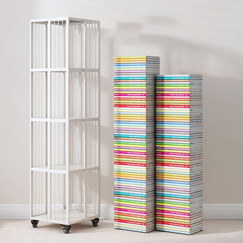 Modern Metal Bookshelf Pure White Standard Vertical Closed Back Bookcase