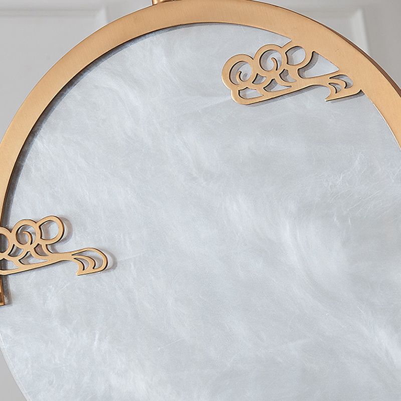 8"/12" Wide 1 Light Round Drop Pendant Traditional Black/Gold Acrylic Down Lighting for Corridor