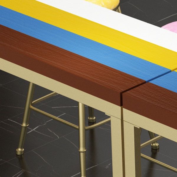 Glam Style Fixed Bar Table 1/4 Pieces Solid Wood Rectangle Counter Set for Indoor