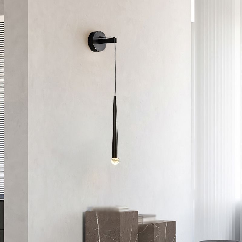 Geometric Shade Crystal Wall Sconce Modern Style 1 Light Wall Mount Lighting in Black
