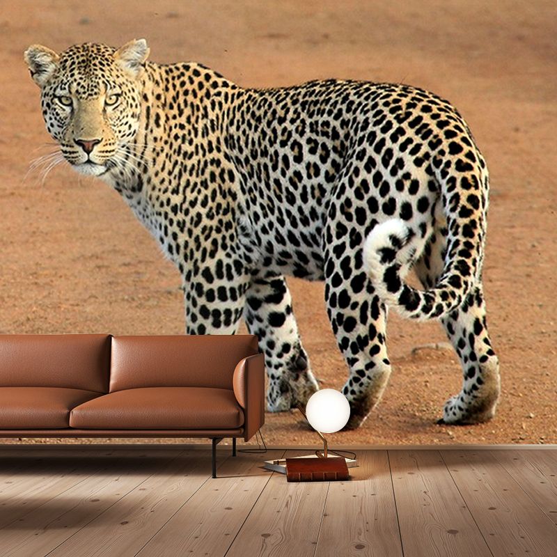 Customized Leopard Mural Stain Resistant Soft Color Wall Art for Bedroom