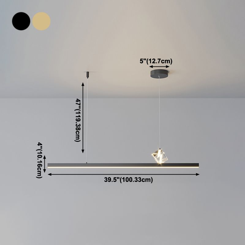 1 Light Linear Island Light Fixtures Modernism Crystal Island Pendant Lights for Kitchen