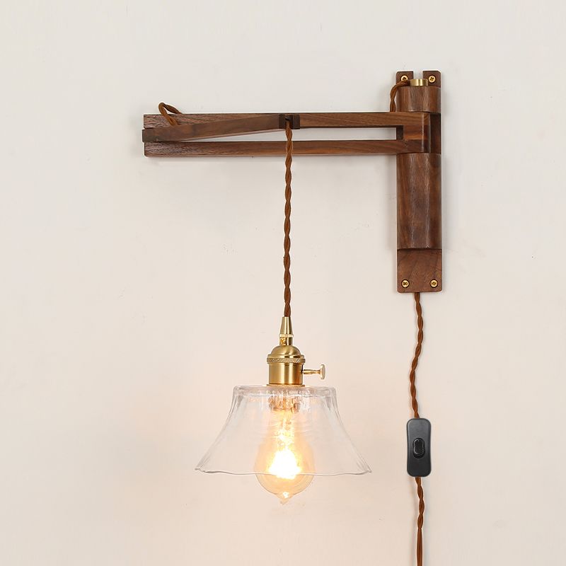 1 Light Geometric Wall Sconces Modern Style Wood Wall Mounted Lamps