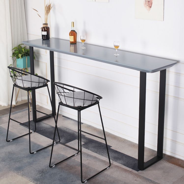 Indoor Grey Wood Bar Set 1/2/3 Pieces Rectangle Industrial Table and Stool Set