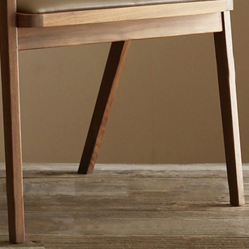 Contemporary Kitchen Dining Armchair Wood Side Dining Chairs in Brown