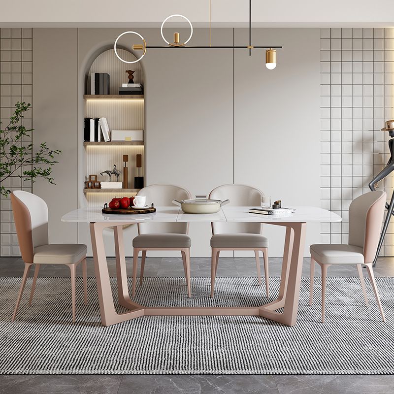 Extendable Sintered Stone Top Dining Set Rectangle 1/4/5/7 Pieces Dining Table with Chairs