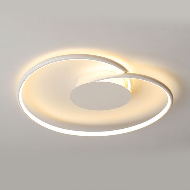 Metal Geometric Flush Light Simple 1 Light Flush Lighting in White
