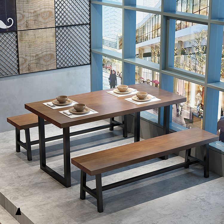 Industrial Dining Table Set 1/2/3/5 Pcs Solid Wood Top Table with Arm Chairs