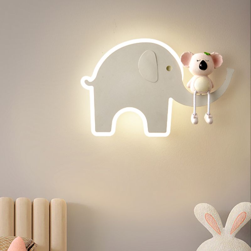 Cartoon Style Wall Light Colorful Metal Wall Lamp for Children's Room (Included Doll)