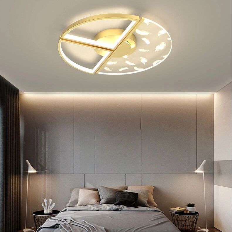 Slaapkamer LED-inbouwlamp Minimalistische gouden plafondlamp met geometrische acrylkap