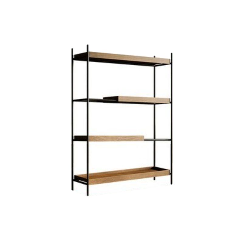 Contemporary Wooden Bookshelf Open Back Etagere Bookcase with Shelves