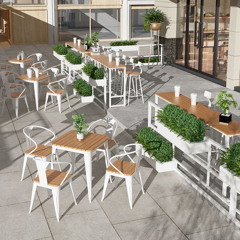 1/5 Pieces Faux Wood Bar Table Set with Metal Frame Industrial Rectangle Pub Table Set