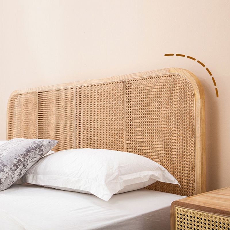 Solid Wood Panel Bed Tropical Standard Bed With Custom Gold Legs