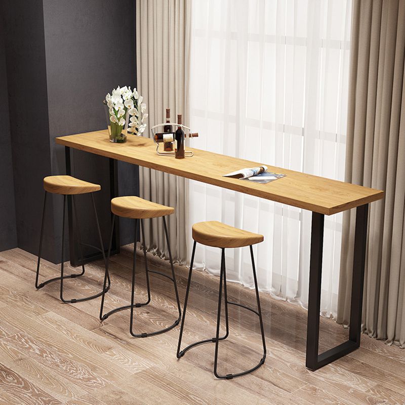 Industrial Bar Table Set 1/4/7 Pieces Solid Wood Counter Table with Backless Stools
