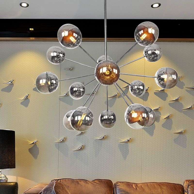 Semi-encastré Globe pour salle à manger, verre blanc/transparent/gris fumée, 9/12/15 lumières, luminaire semi-encastré contemporain en cuivre/chrome/or