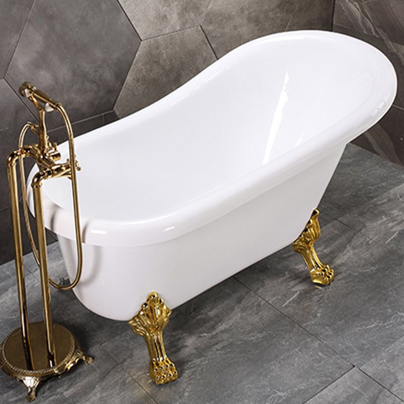 Modern Acrylic Bathtub Back to Wall with Golden Feet and Drain Bath Tub for Bathroom