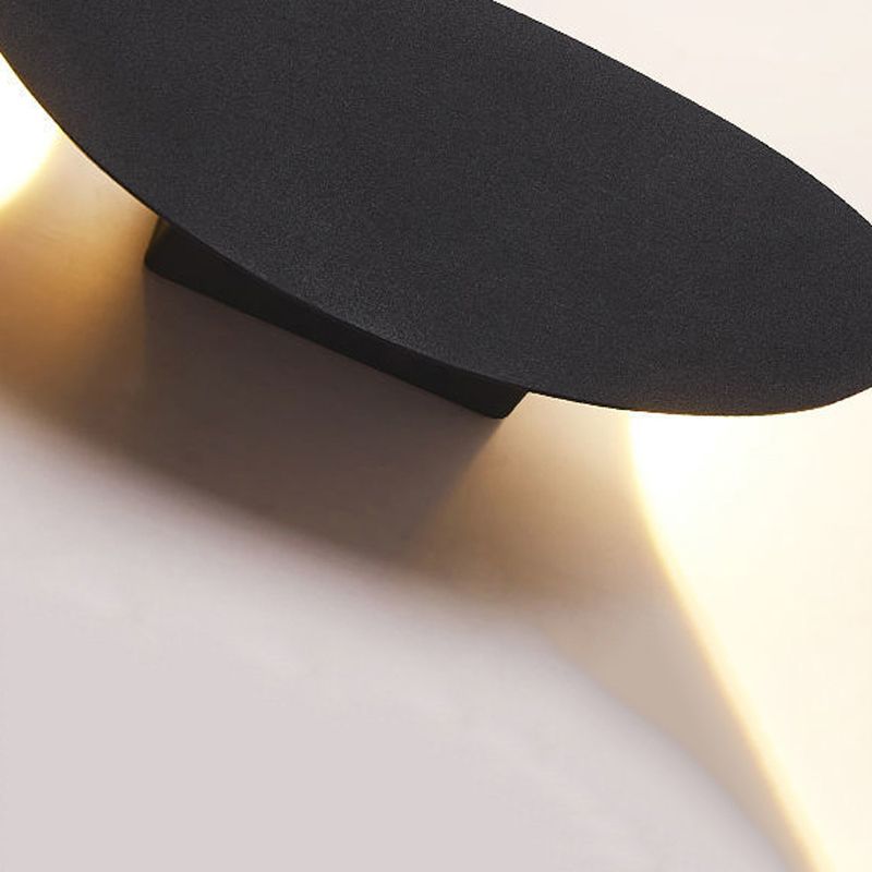 Oval Shape Wall Lamp Modern Style Metal 2 Lights Wall Light in White/Black