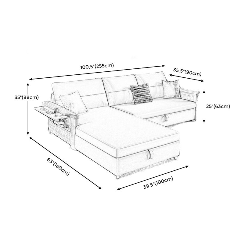 Faux Leather Futon Sectionals with Storage and Slipcovered for Living Room