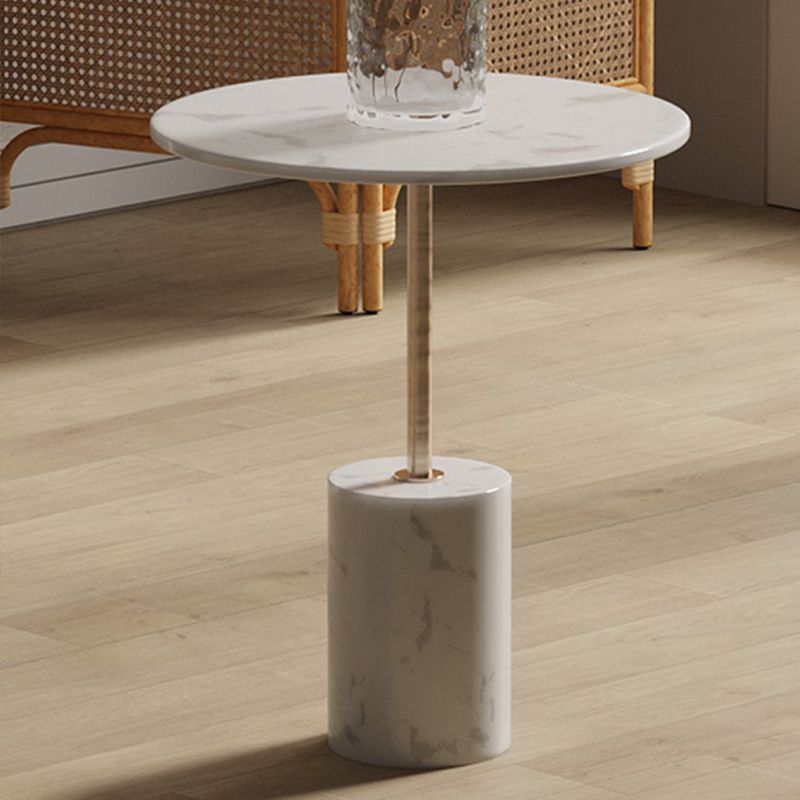 Round Stone Top Side End Table Frame Sofa Side End Table for Living Room