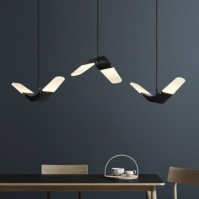 Acrylic Gull Shaped Cluster Pendant Decorative 3-Light Hanging Ceiling Light for Restaurant