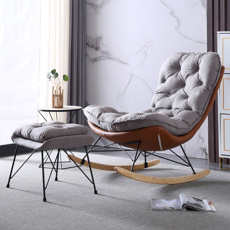 Style Single Rocker Chair Modern Iron Base Lazy Chair for Balcony and Bedroom