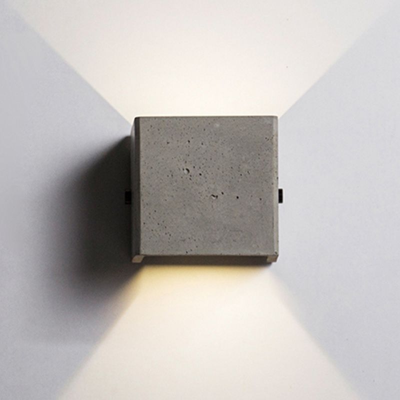 Lámpara de luz cuadrado Lámpara de pared moderna de 1 luz con sombra de cemento gris