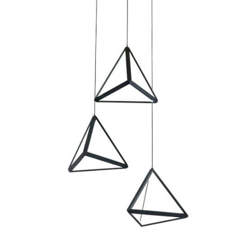 Driehoek hanger lamp hedendaagse stijl lineaire vorm metallic hangend licht