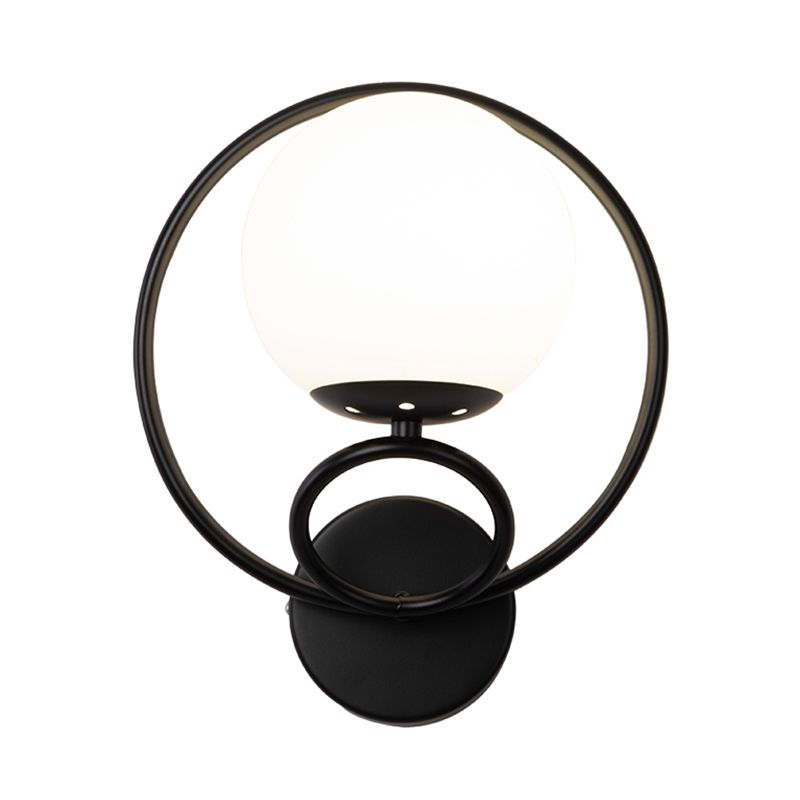 Modern Wall Mount Lamp 1-Light Spherical with Glass Shade for Bedroom