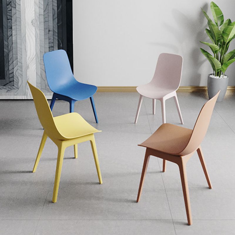 Silla escandinava sin brazos con respaldo sólido, sillas laterales de comedor de plástico