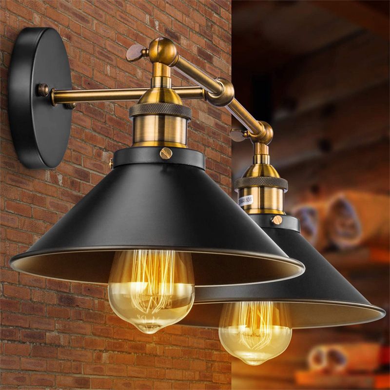 Konischer Schatten Waschtisch Wandleuchte Retro Industrial Style Metal 2 Licht Waschtischlicht
