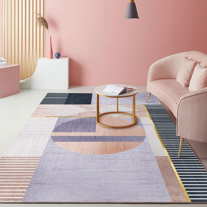 Atrovirens Pattern Rug Polyester Modern Rug Non-Slip Backing Rug for Living Room