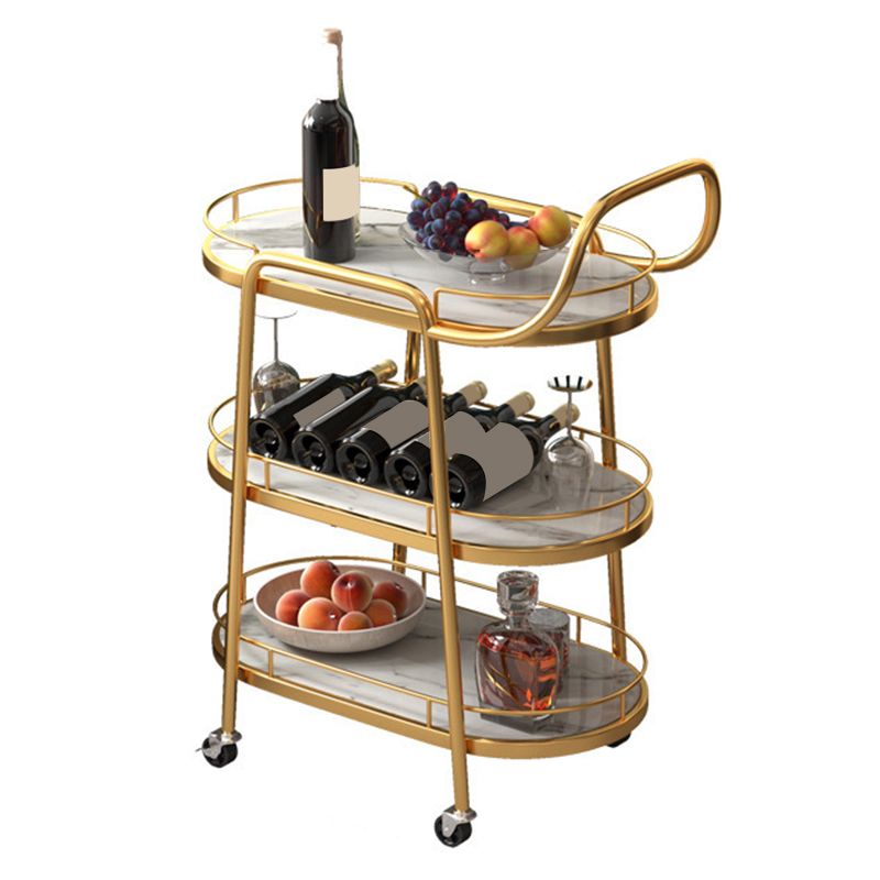 24.41"W Rolling Contemporary Prep Table Metal Prep Table with Towel Rack