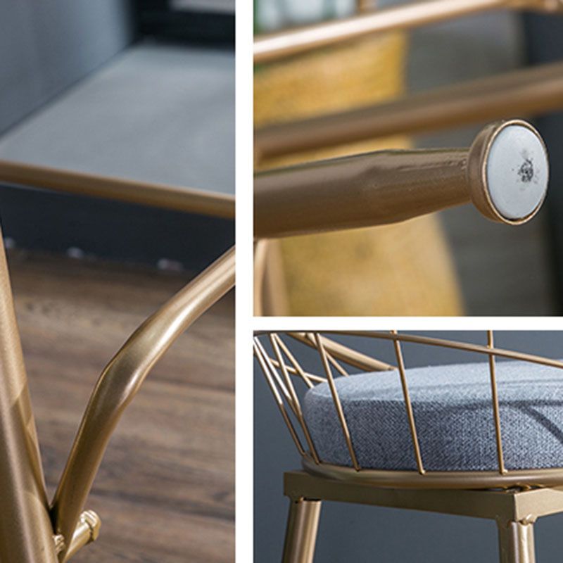 Scandinavian Design Bucket Counter Stool for Home Upholstered Bar Stools with Metal Base